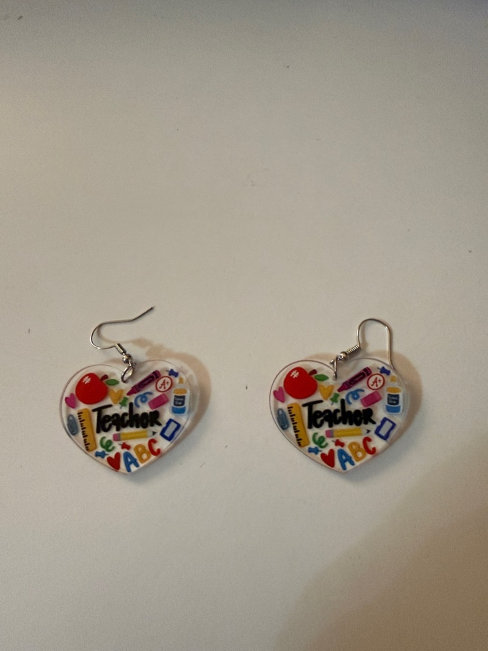Heart-Shaped 'Teacher' Earrings